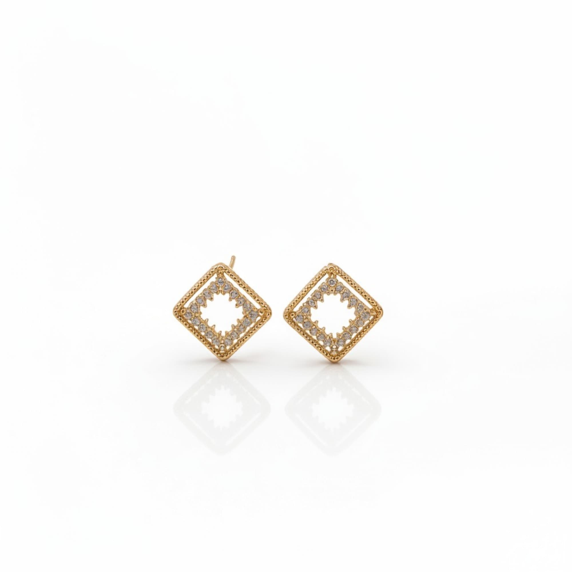 Brinco Losango Cravejado Dourado — miniatura 2