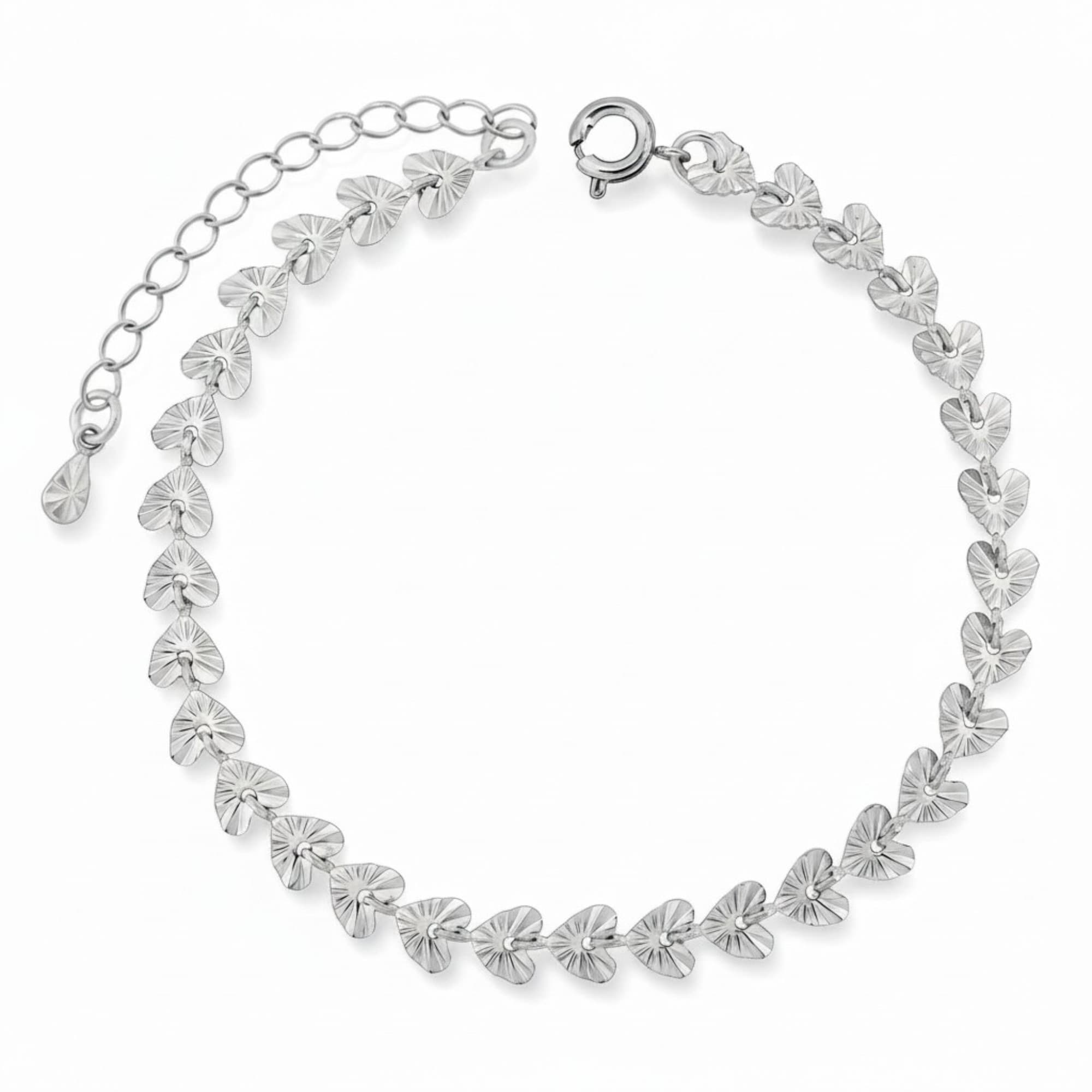 Pulseira Coração Diamantado Prateado