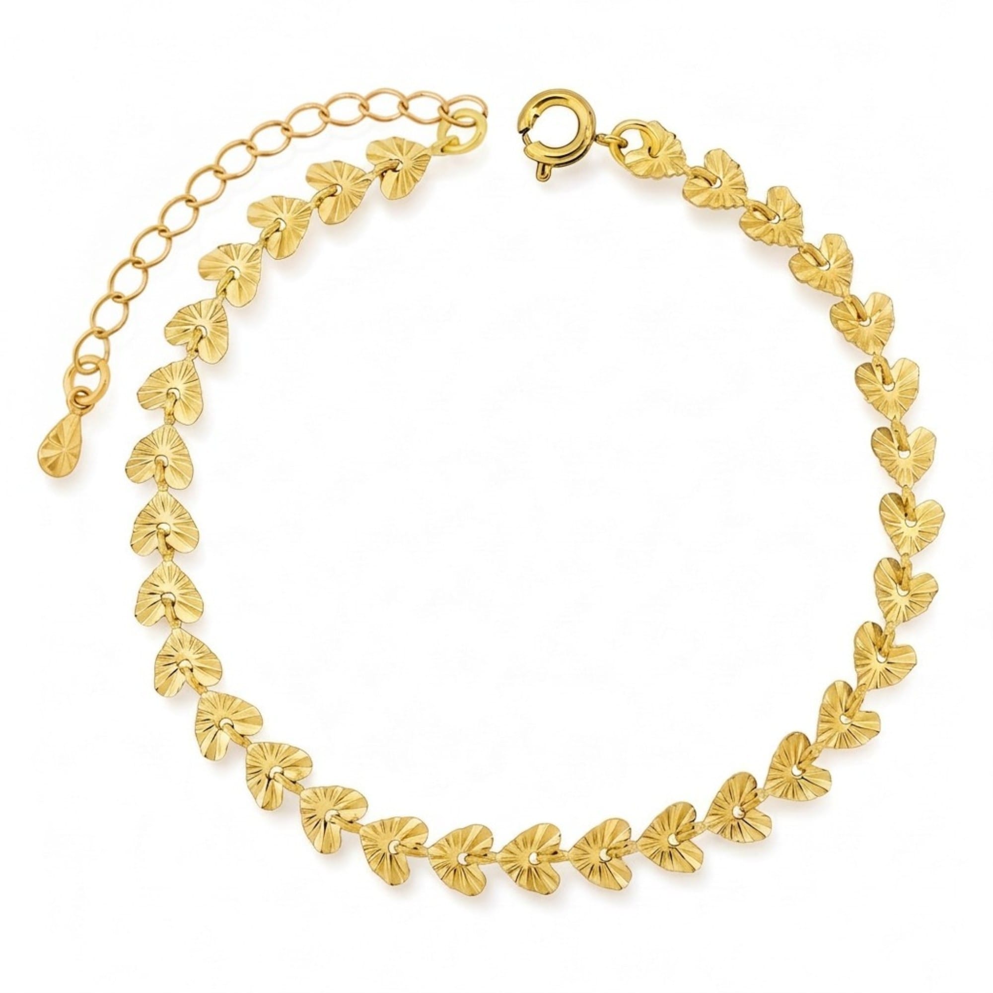 Pulseira Coração Diamantado Dourado