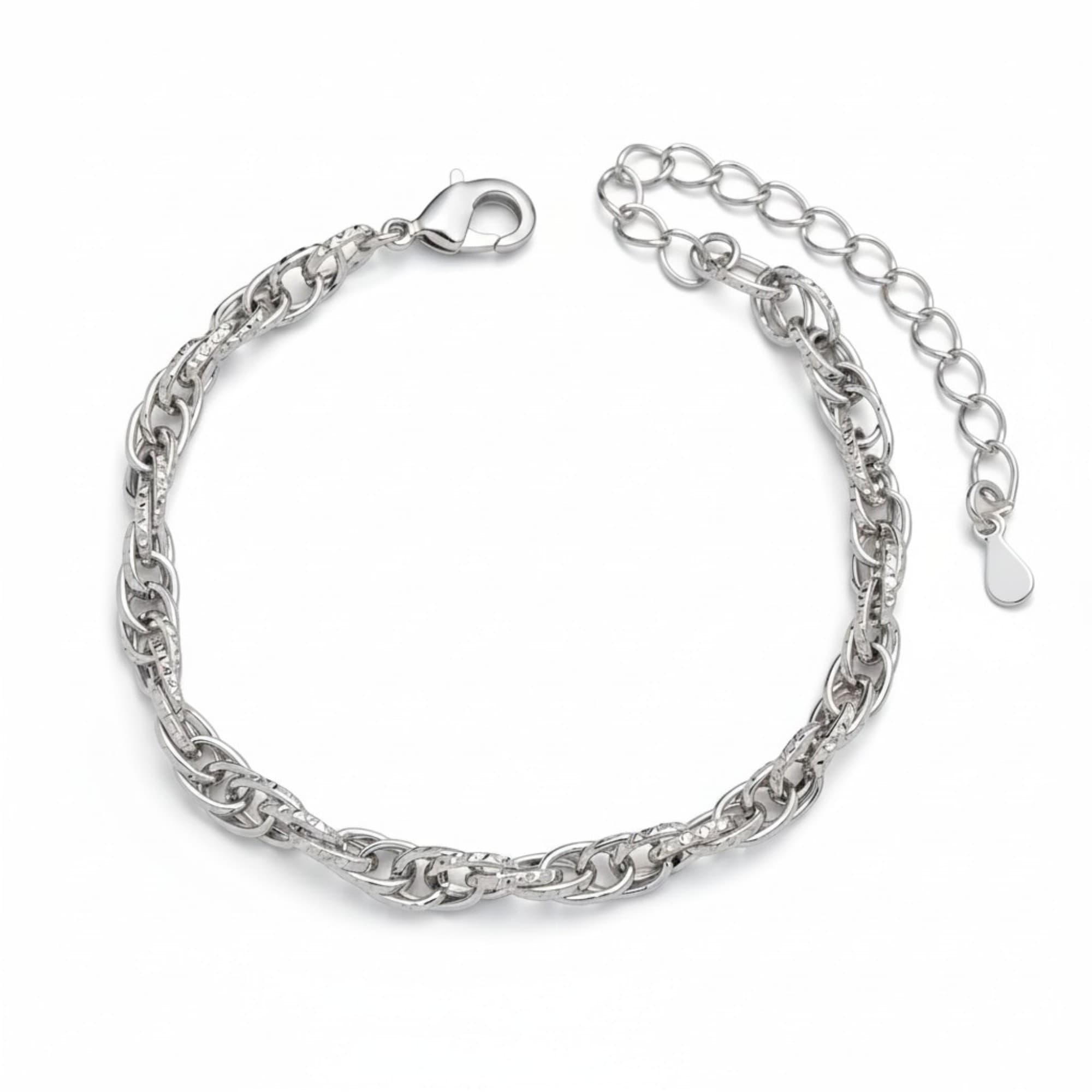 Pulseira Corda Diamantada Prateado