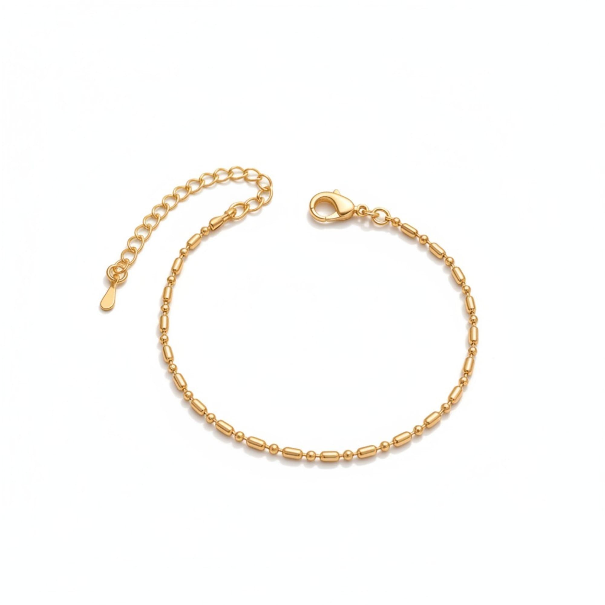Pulseira Canutilhos e Esferas Dourado