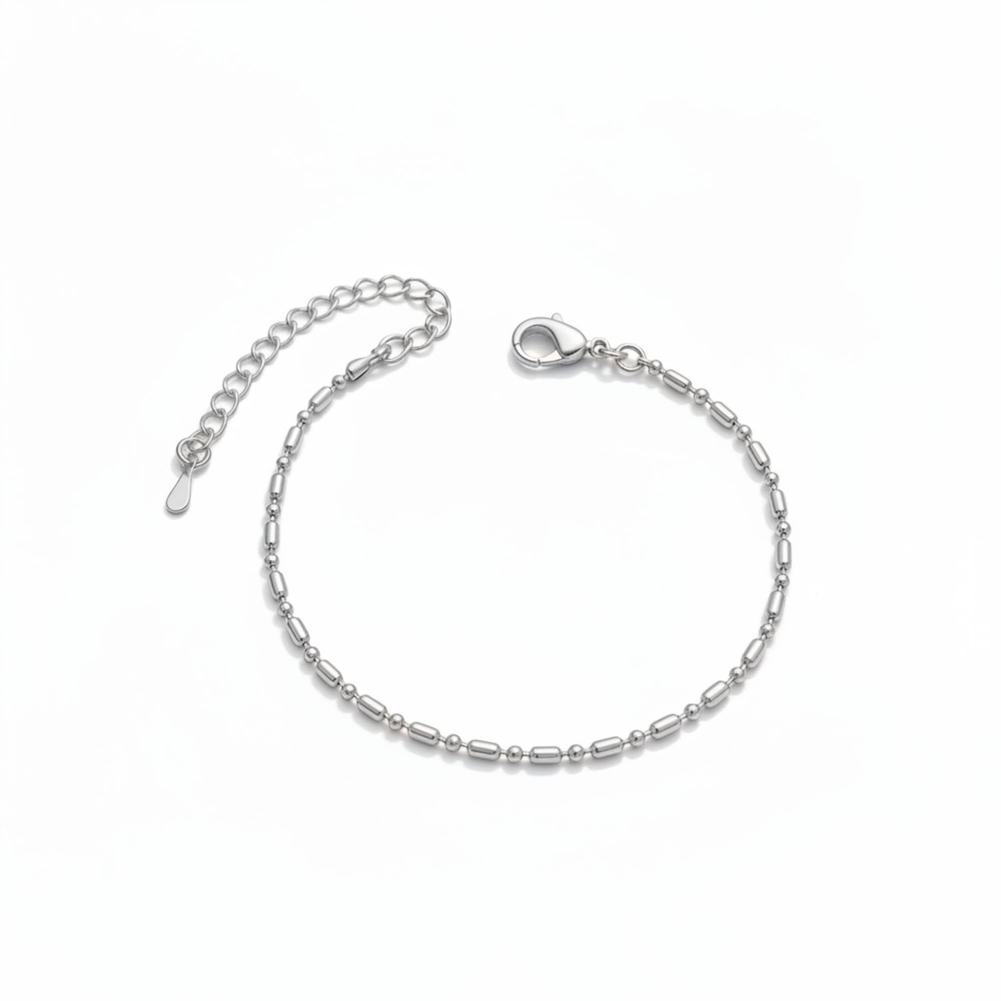 Pulseira Canutilhos e Esferas Prateado